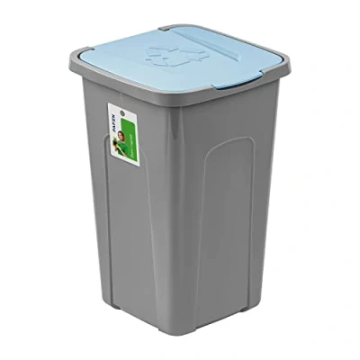 Imagen de PAFEN cubo de basura grande 50 l con tapa 550 x 365 370 mm para separar el basura, azul