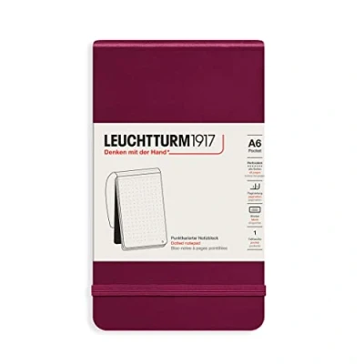 Imagen de LEUCHTTURM1917 364413 Bloc de notas Pocket (A6) 90 x 150 mm, Tapa Dura, 184 páginas numeradas, Port Red, Puntos