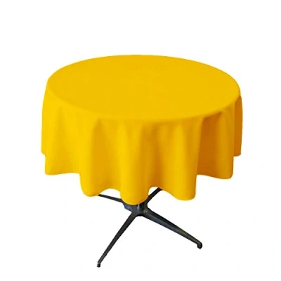 Imagen de LA Linen Polyester Poplin Round Tablecloth, 58&quot;, Yellow Dark