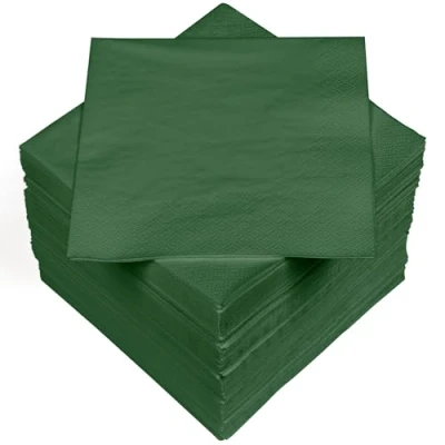 Imagen de HEKU 100 servilletas monocromáticas, 3 capas, 33 x cm, calidad uniforme para eventos y gastronomía, práctico paquete de 5 unidades, muy absorbente elegante, verde oscuro