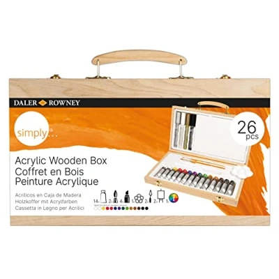 Imagen de Maletin de pinturas acrilicas daler rowney madera 26 piezas 334x204x50 mm