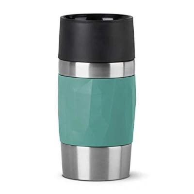 Imagen de Emsa N21603 Travel Mug Compact Termo de acero inoxidable, 0,3 litros, 3 horas calor, 6 frío, sin BPA, 100% hermético, a prueba fugas, apto para lavavajillas, apertura 360, color
