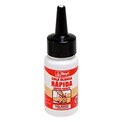 Imagen de Rayt 038 39 Botellín de cola blanca súper fuerte para madera, papel, cartón, cerámica y todo tipo materiales porosos, 50gr