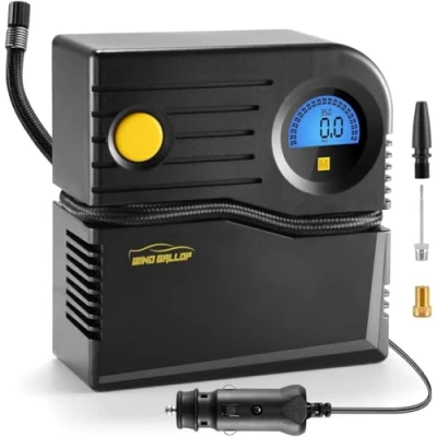 Imagen de WindGallop Small Compresor aire portatil Inflador de neumáticos con medidor presión Bomba para automóvil 12V DC eléctrica (Azul)