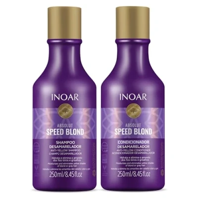 Imagen de Inoar Dúo Speed Blond Champú y Acondicionador para Cabellos Rubios Canosos 1 Pack