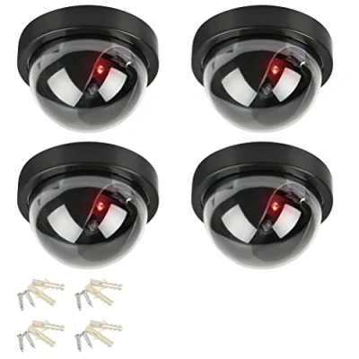 Imagen de DODUOS 4 Piezas Camara Simulada de Seguridad, Camaras Vigilancia Falsas Dummy Cámara Seguridad Falsa LED Parpadeante Sistema CCTV