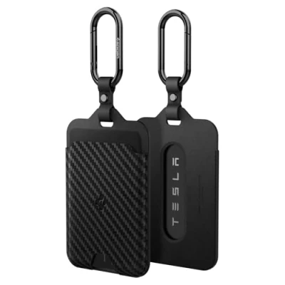Imagen de Spigen Estuche Universal para Tarjetas Diseñado Tarjeta Llave Tesla, Compatible con Tesla Model 3 2023, 2024 Highland/Y/X/S Paquete de 2, Edición Carbono