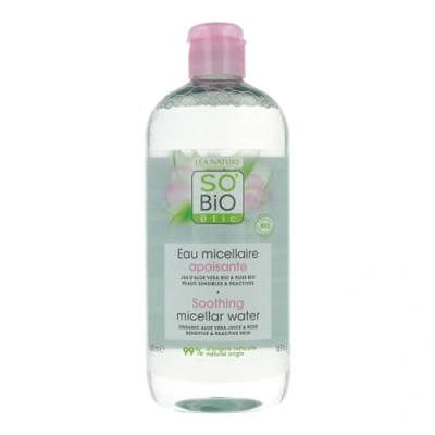 Imagen de So Bio Etic Agua micelar calmante orgánica Infundida con jugo de aloe vera y rosa Para tipos piel sensible a reactiva 500 ml