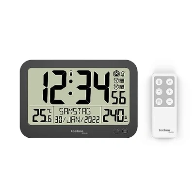 Imagen de technoline WS8026 Reloj Digital con Mando a Distancia, de Oficina, reunión, Radio, indicador Temperatura, Temporizador hasta 240 min, pequeño, 22,3 x 14,8 cm