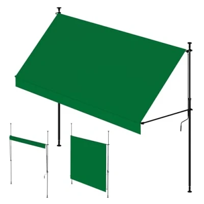 Imagen de Wasabi Toldo Portatil 300x120cm Cityline Altura Ajustable Montaje sin Taladrar Lona Protección UV Inclinación Regulable Resistente para Exteriores, Jardín, Balcón Verde