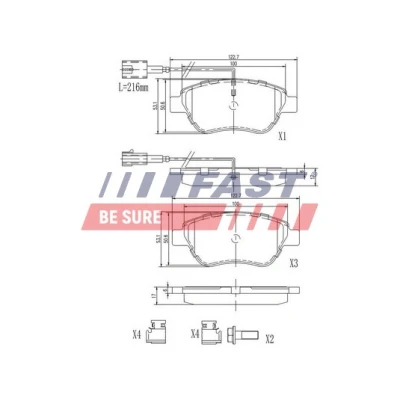 Imagen de FAST FT29124 Juego de pastillas freno Eje delantero con sensor desgaste incorporado FIAT: Grande Punto Hatchback, 500 Hatchback