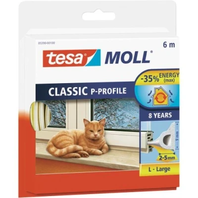 Imagen de tesamoll Perfil P, Burlete de Caucho Autoadhesivo para Aislar Ventanas y Puertas Sellar Huecos, Marrón, 6 m x 9 mm 5.5