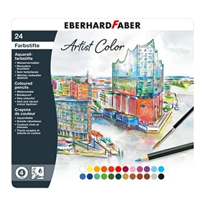 Imagen de Eberhard Faber 516025 Lápices de acuarela Artist Color, 24 acuarelas colores en estuche metálico