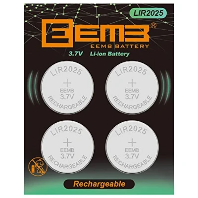 Imagen de 3.7 V LIR2025 Batería Recargable de Ion Litio, 30 mAh, Certificado UL para Auriculares Bluetooth, Controlador Juegos luz y Juguetes 4pack