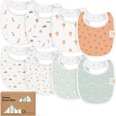 Imagen de KeaBabies 8 Pack Baberos Orgánicos para Niñas y Niños, Dentición Niñas, Recién Nacidos Lavables a Máquina (Wilderness)