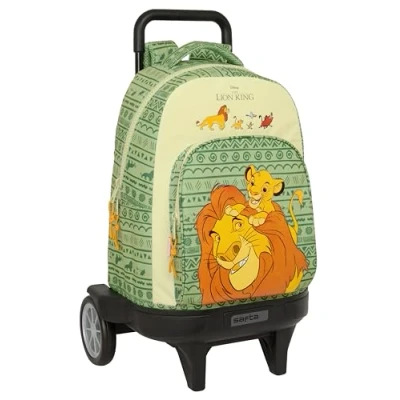 Imagen de Safta MUFASA Mochila Grande con Ruedas, Compact Evolución, Extraíble, Ideal para Niños de Diferentes Edades, Cómoda y Versátil, Calidad Resistencia, 33x22x45 cm, Color Verde/Beige