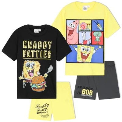 Imagen de Get Trend Pijama Niño Corto 2 Pack Pijamas Niños Verano Suave y Transpirable Camiseta Pantalones Cortos Regalo para Chico (7 8 Años, Multi Spongebob)