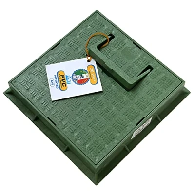 Imagen de FIRST PLAST TCDPM20V Marco con tapa asa, peatonable de PVC, verde, 200 x mm, 200x200 mm