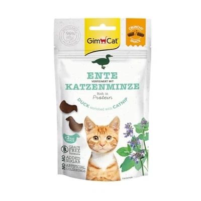 Imagen de GimCat Snacks crujientes de Pato con Hierba gatera Golosinas para Gatos y ricas en proteínas 1 Bolsa (1 x 50 g)