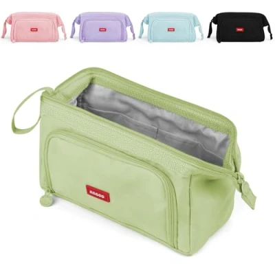Imagen de Mamowla Estuche de lápices para niñas (Gran tamaño lápices, Cierre Cremallera Suave, Organizador papelería Duradero, Verde, Bolsas