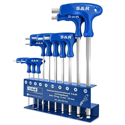 Imagen de S&amp;R Llaves Allen con mango T 10 pzs 2 mm. Metricas Profesionales