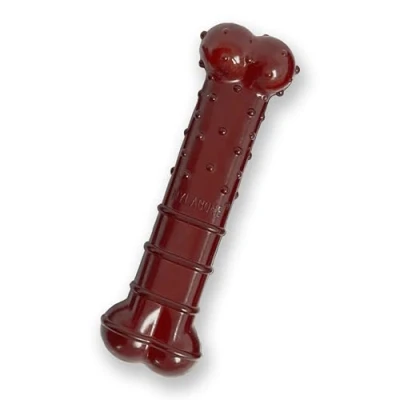 Imagen de Nylabone Power Chew Juguete clásico para Masticar Huesos Perros, Juguetes duraderos masticadores agresivos, Sabor a Tocino y Filete, Mediano/Lobo (1 Unidad)