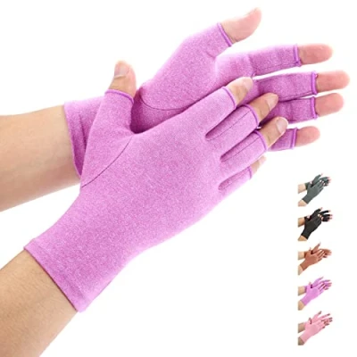 Imagen de Duerer Arthritis Gloves, guantes de compresión mujeres y hombres alivian el dolor reumatoide, RSI, túnel carpiano, mano para trabajo diario (Púrpura, L)