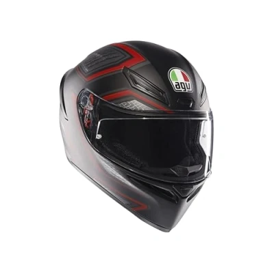 Imagen de AGV K1 S E2206, Casco Moto Integral ECE, con Aleron Aerodinámico, Ventilaciones y Visera Resistente a Arañazos, Campo de Visión 190, Sling Matt Black/Red, Unisex, XXL