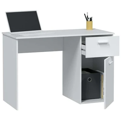 Imagen de Habitdesign Mesa de Estudio con 1 Cajon y Puerta, Escritorio o Despacho, Modelo Just, Acabado en Color Blanco Artik, Medidas: 108 cm (Largo) x 73 (Alto) 50 (Fondo)