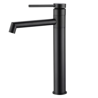 Imagen de BONADE Grifos para Lavabos de Baño Alto, Grifo Lavabo Negro Mate Torneira Lavatorio Monomando 24cm Sobre Encimera, Acero Inoxidable 304
