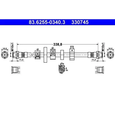 Imagen de ATE 83.6255 0340.3 Latiguillos de Freno 340 VOLKSWAGEN: TRANSPORTER 4, 4 Bus