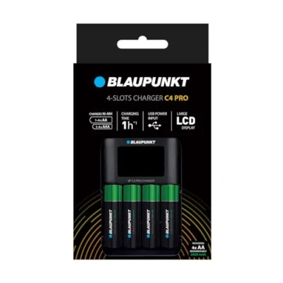 Imagen de Blaupunkt Advanced Cargador USB para 1 4 Pilas Recargables AA/AAA, h de Tiempo Carga, Incluidas
