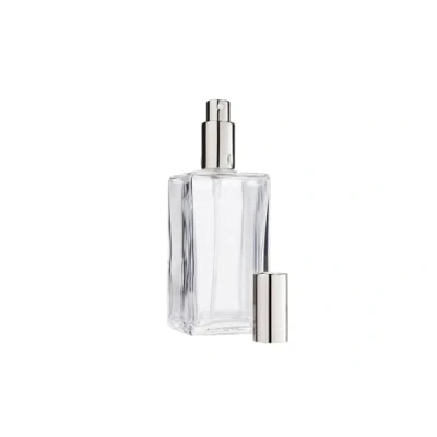 Imagen de Fantasia 46192 Square Bottle Clear Glass with Spray Pump and Cap for 100 ml Silver