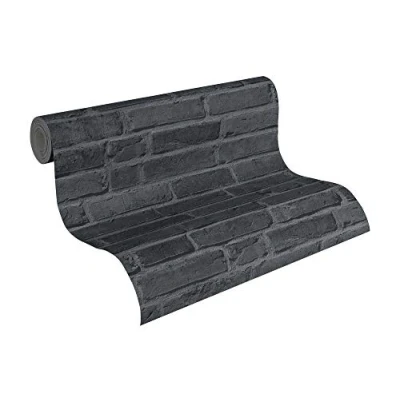 Imagen de A.S. Création Papel pintado Efecto Piedra Elements tejido no 10.05 m x 0.53 Negro Gris Fabricado en Alemania 942833 94283 3