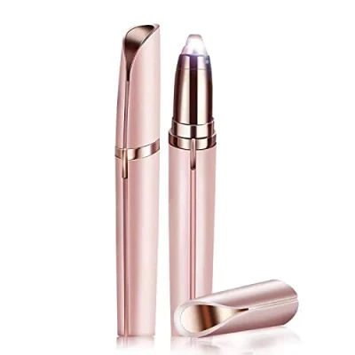 Imagen de Depiladora de cejas para mujer, afeitadora eléctrica, cara, depiladora, cortapelos labios y nariz, bigote (oro rosa)