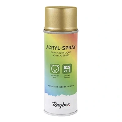 Imagen de Rayher Pintura acrílica en spray dorado, semimate, para interior y exterior 200 ml, 34145620
