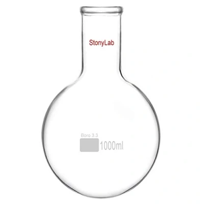 Imagen de stonylab Matraz Fondo Redondo, Cuello Largo de Redondo Pared Gruesa Cristal Borosilicato RBF con Largo, Round Bottom Flask Frascos Laboratorio 1000ml (1L)