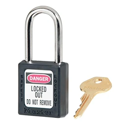 Imagen de Master Lock 410BLK Candado de Consignación Termoplástico para Instalaciones Mecánicas, Negro, Arco 3,8 x 2 cm