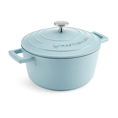 Imagen de MasterClass Cacerola pequeña con tapa de 2,5 L/20 cm, aluminio fundido ligero, apto para inducción, horno y horno, color azul cielo