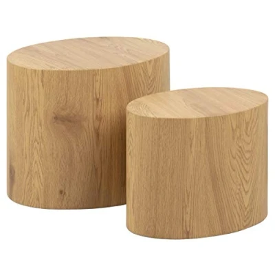 Imagen de AC Design Furniture Rico Juego de 2 Mesas Salón, Al.: 48 x An.: 40 Prof.: 33 cm y 33x 24,5 cm, Roble salvaje, Madera, pz