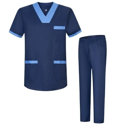 Imagen de MISEMIYA Uniformes Sanitario Unisex Sanitarios MÉDICOS Conjuntos BZ 817 8312 XXL, Azul Marino 68