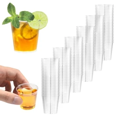 Imagen de Magrimaxio 150 Piezas vasos chupito plastico, chupitos de plástico transparentes, vaso hechos PS, 30ml/ 3 cl, Ecológico, para Fiesta, Bodas Cumpleaños y Navidad