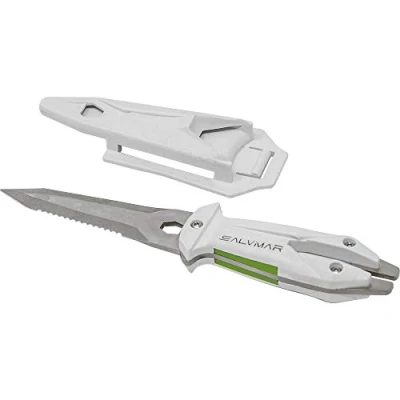 Imagen de SALVIMAR Goemon Cuchillos de Buceo, Unisex Adulto, Color Blanco, 19,5 cm
