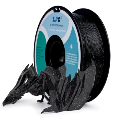 Imagen de ZIRO PLA Brillantina filamentos 1.75mm,Filamentos impresora 3D 1.75mm centelleo Serie 1kg(2,2 libras), la precisión dimensional +/ 0,05mm,Negro