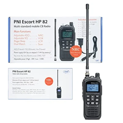 Imagen de Estación de Radio CB portátil PNI Escort HP 82, Multi estándar, 4W, 12V, Am FM, NRC, Dual Watch, Roger Beep, Ajustable ASQ SQ, VOX