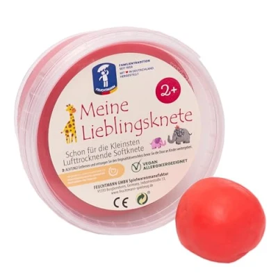 Imagen de Feuchtmann 628 1518 4 1 MEINE EBLINGSKNETE EDU Edition Plastilina para niños en rojo, 500 g lata de pasta modelar, a partir 2 años