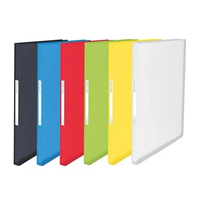 Imagen de Leitz Esselte Carpeta de Fundas A4, 100 fundas, Capacidad para 200 hojas, transparentes, Tapas flexibles, Gama VIVIDA, 624009, Colores surtidos, 1 unidad