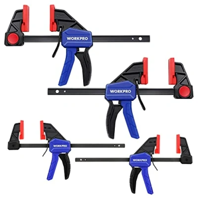 Imagen de WORKPRO Sargentos de Barra, 4 piezas Abrazaderas Herramientas para Carpintería Madera, Ancho Tramo 120mm/150mm, Rango Expansión 200mm/270mm, Fuerza Sujeción 23kg/68kg
