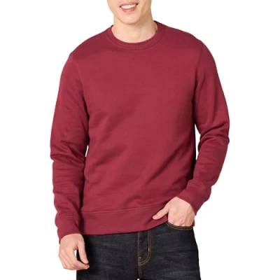 Imagen de Amazon Essentials Sudadera de Forro Polar con Cuello Redondo (Disponible en Tallas Grandes y Largos Especiales) Hombre, Rojo, XL