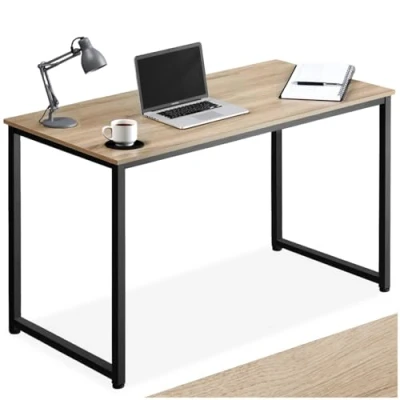 Imagen de TecTake Mesa de Escritorio Sílex, Mueble Oficina, Despacho, para Estudiar, Habitación Estudio (Madera Industrial Clara, Roble Sonoma, 140 cm)